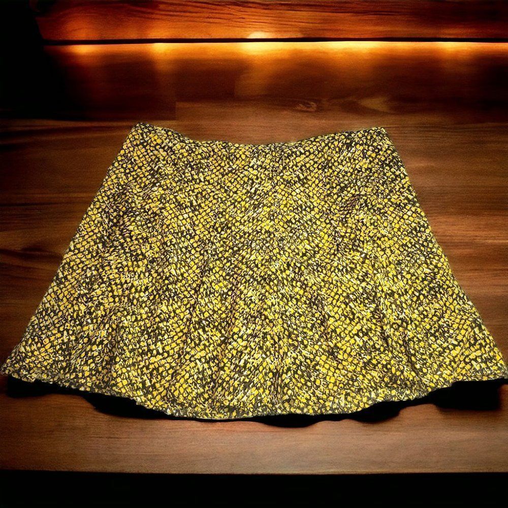 Michael Kors yellow snakeskin print flare skirt